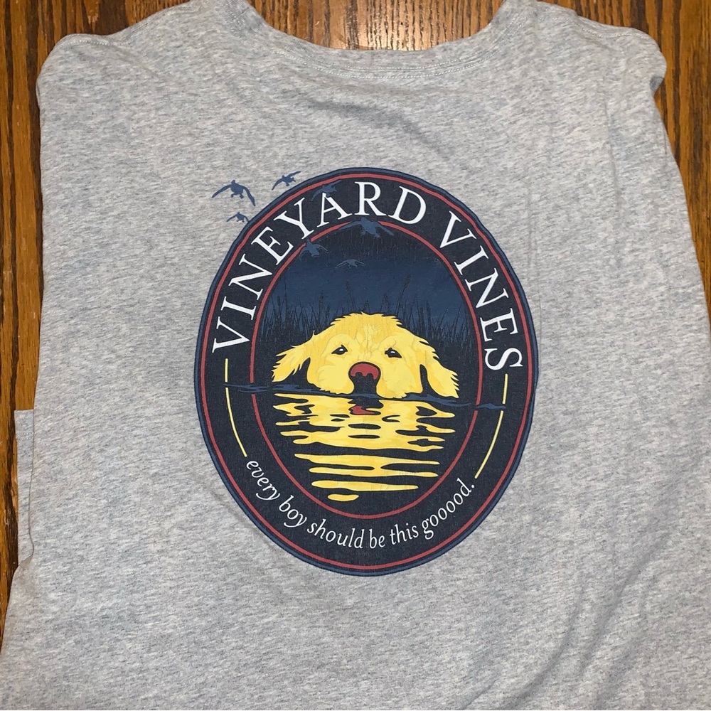 Vineyard Vines Gray Dog Long Sleeve T-Shirt